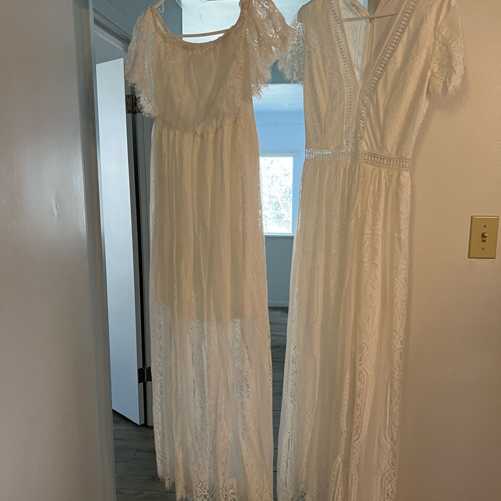 White off the shoulder Lulu’s maxi dress